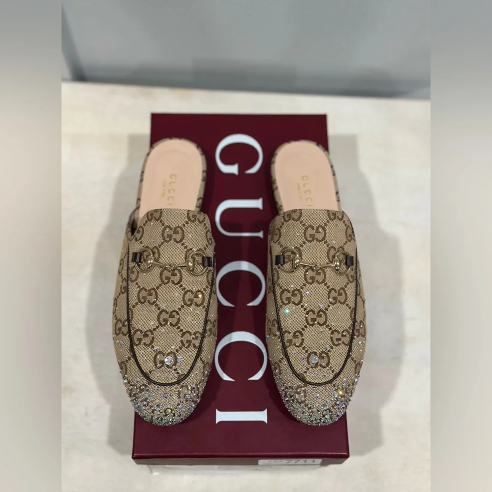 Gucci Princetown Crystal Slipper with Horsebit, Fabric - Picture 11 of 13
